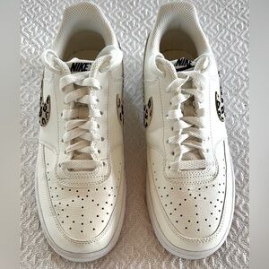 Nike Court Vision Next Nature Women's Low-Top Shoes, Size 8.5, White w/ Leopard